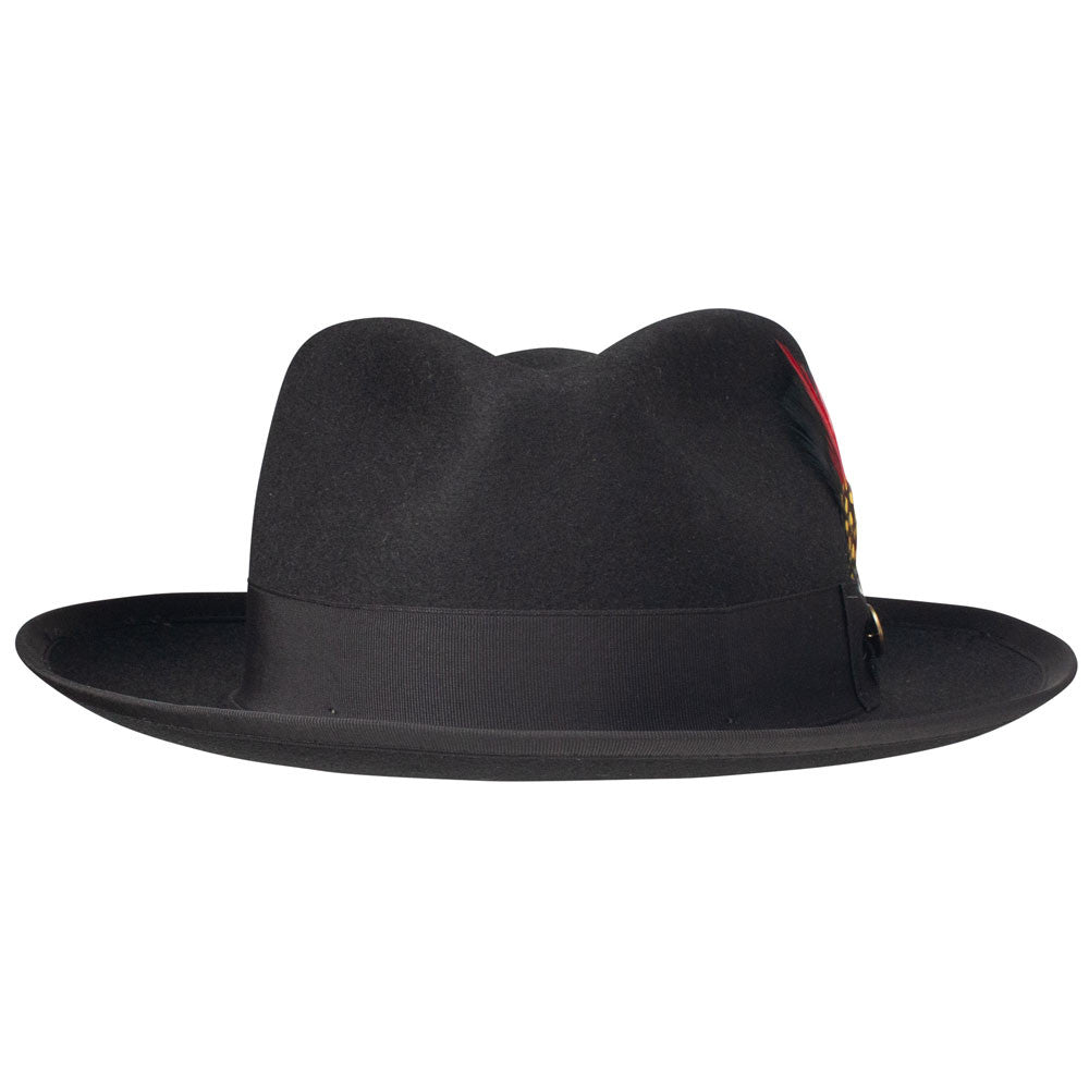 Stetson Whippet Fedora Black Teardrop Crown Hat with Royal Deluxe Fur Felt