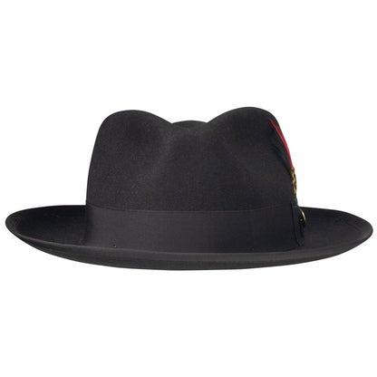Stetson Whippet Fedora Black Teardrop Crown Hat with Royal Deluxe Fur Felt