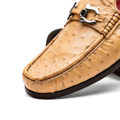 Ferrioni Orix Men’s Genuine Ostrich Moc Toe Bit Loafers | Marco Di Milano