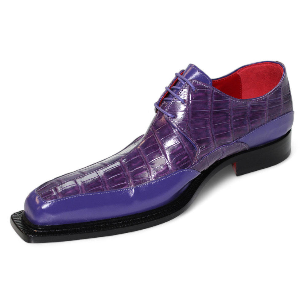 Fennix Frank Men's Purple Calf Leather/Alligator Exotic Oxfords Shoes