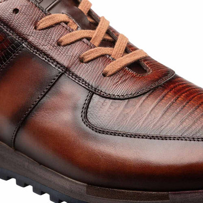 Mezlan Greenwich Genuine Lizard Skin Fashion Tan Sneaker