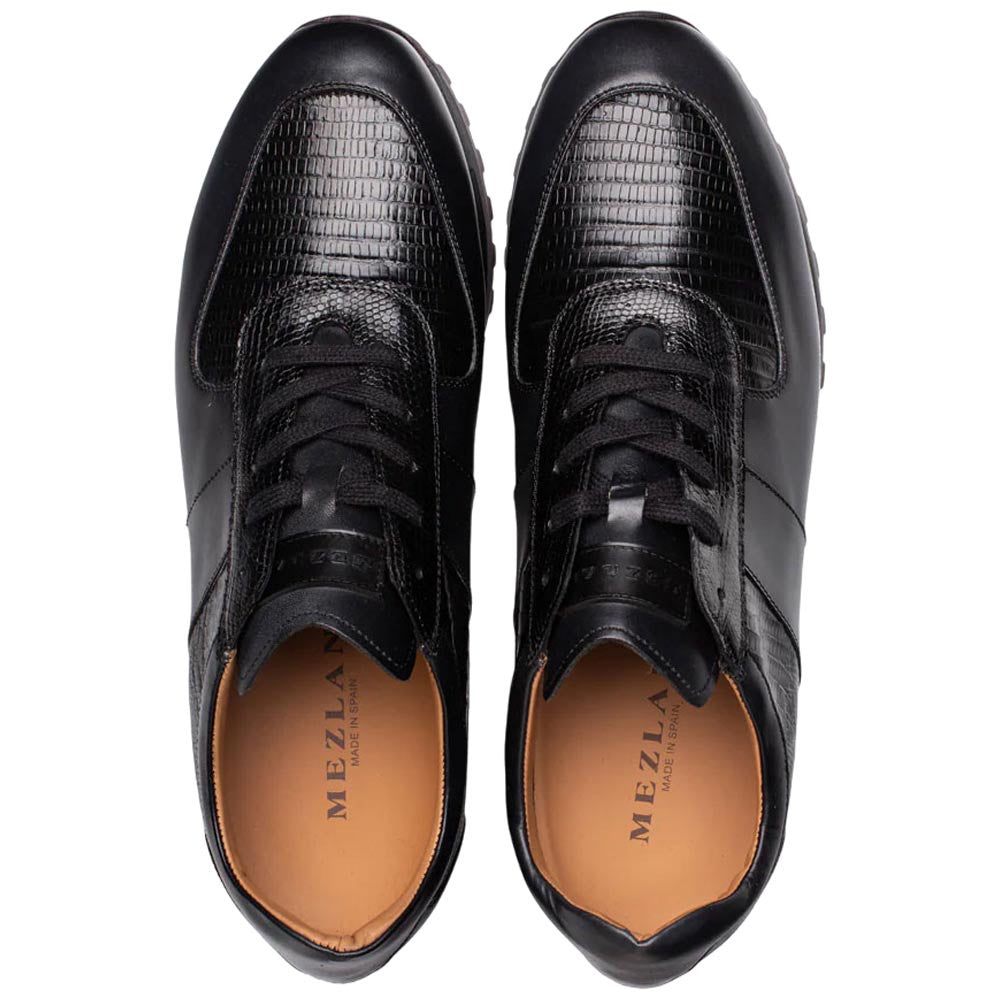 Mezlan Greenwich Genuine Lizard Skin Black Fashion Sneaker