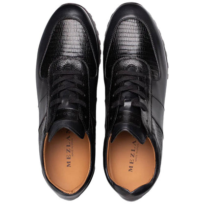 Mezlan Greenwich Genuine Lizard Skin Black Fashion Sneaker