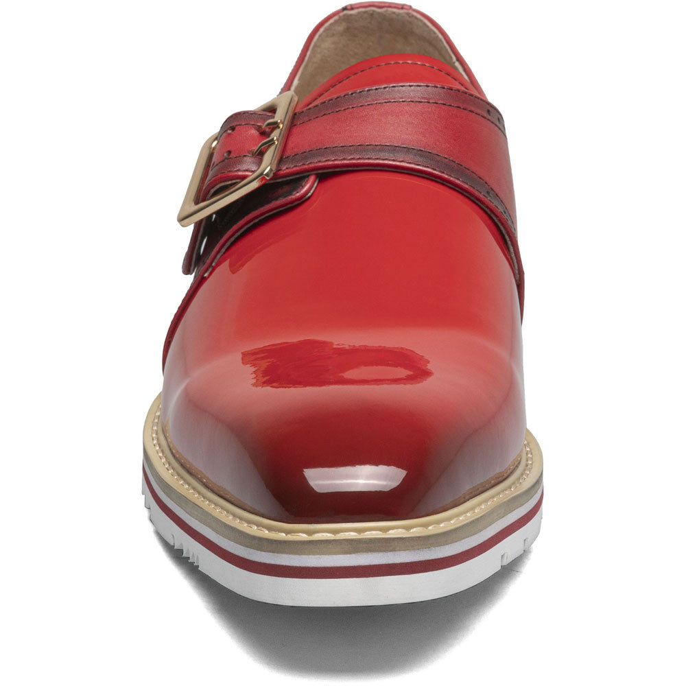 Stacy Adams Bartram Plain Toe Monk Strap in Red