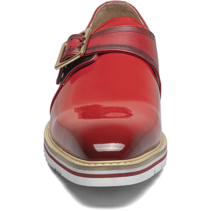 Stacy Adams Bartram Plain Toe Monk Strap in Red