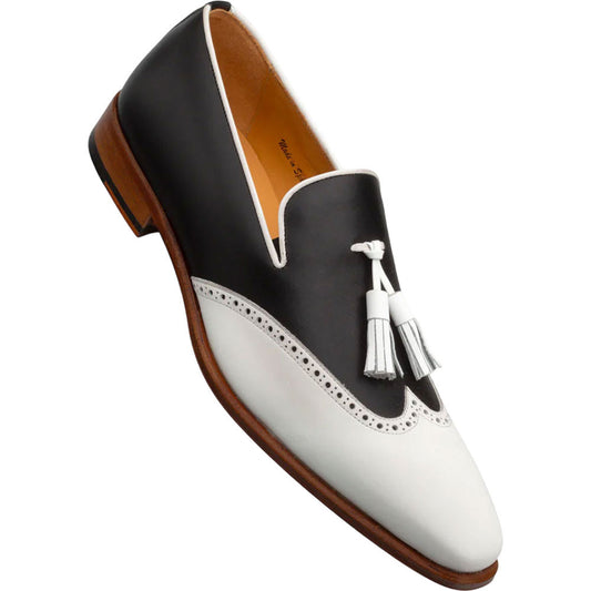 Mezlan Men’s Jucar Two-Tone White/Black Tassled Slip-On