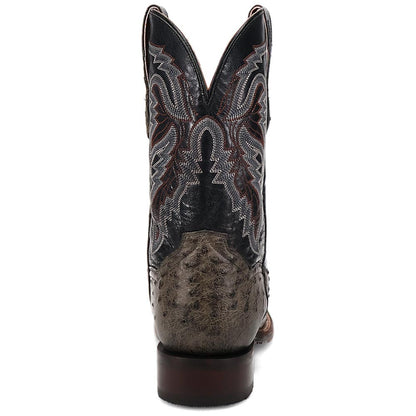 Dan Post Alamosa Grey Ostrich Quill Western Cowboy Leather Boots (USA Men Size)