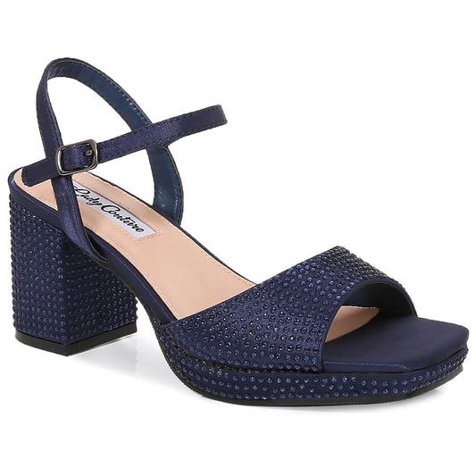 Lady Couture Judy 3” Block Heel Sandals in Navy