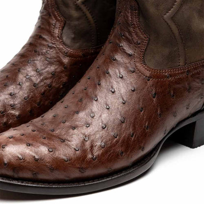 Savannah Genuine Full Quill Ostrich Skin Cowboy Tabac Boot | Marco Di Milano Western Boots