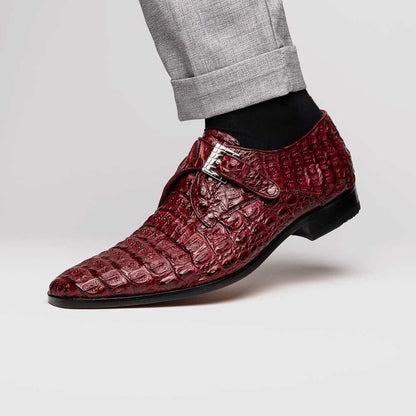 Luigi Wine Men’s Genuine Caiman Crocodile Dress Monk Strap | Marco Di Milano