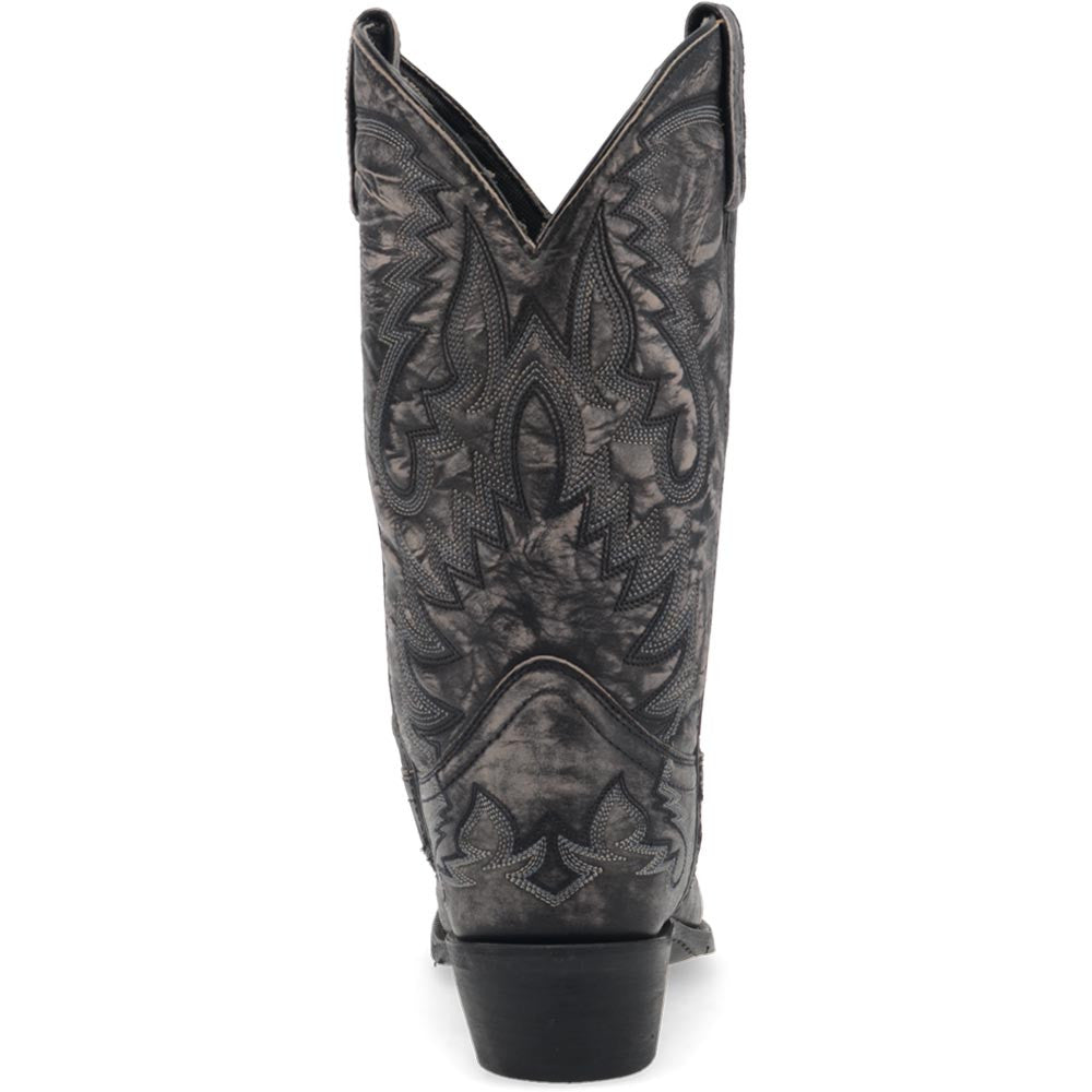 Laredo Garrett Black Distress Leather Snip Toe Western Cowboy Boot (US Men Size)