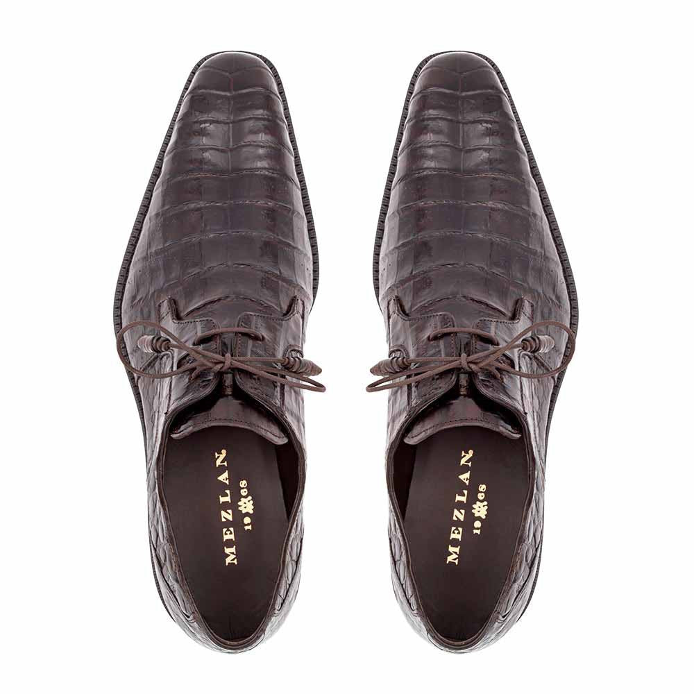 Mezlan of Spain Genuine Crocodile Skin Brown Derby Shoes ANDERSON (USA Men Size)
