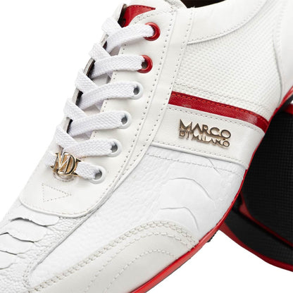 Marco Di Milano Portofino Ostrich Leg & Calf Sneaker - White