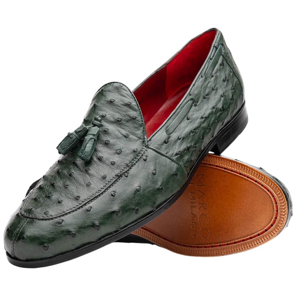Marco Di Milano Aubiere Forest Green Ostrich Loafers