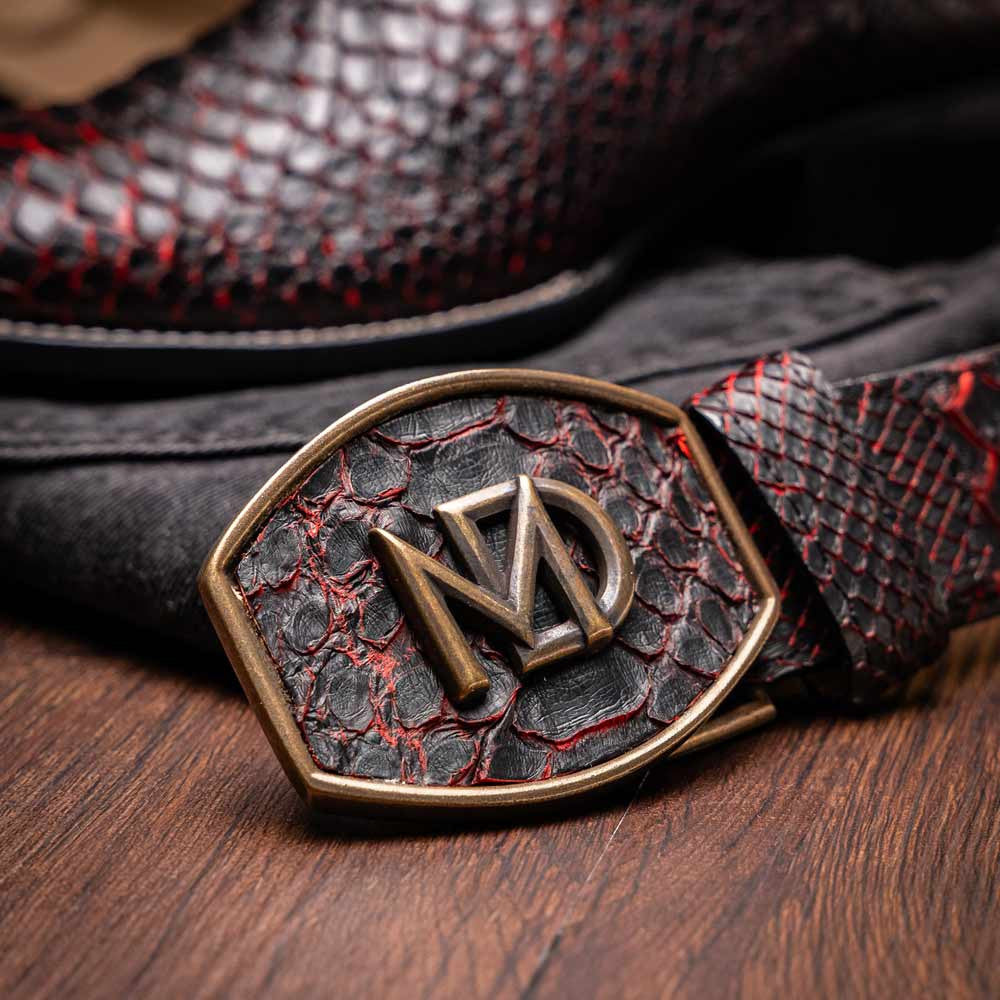 Missouri Genuine Python Skin Black Cherry Cowboy Boot | Marco Di Milano Western Boots