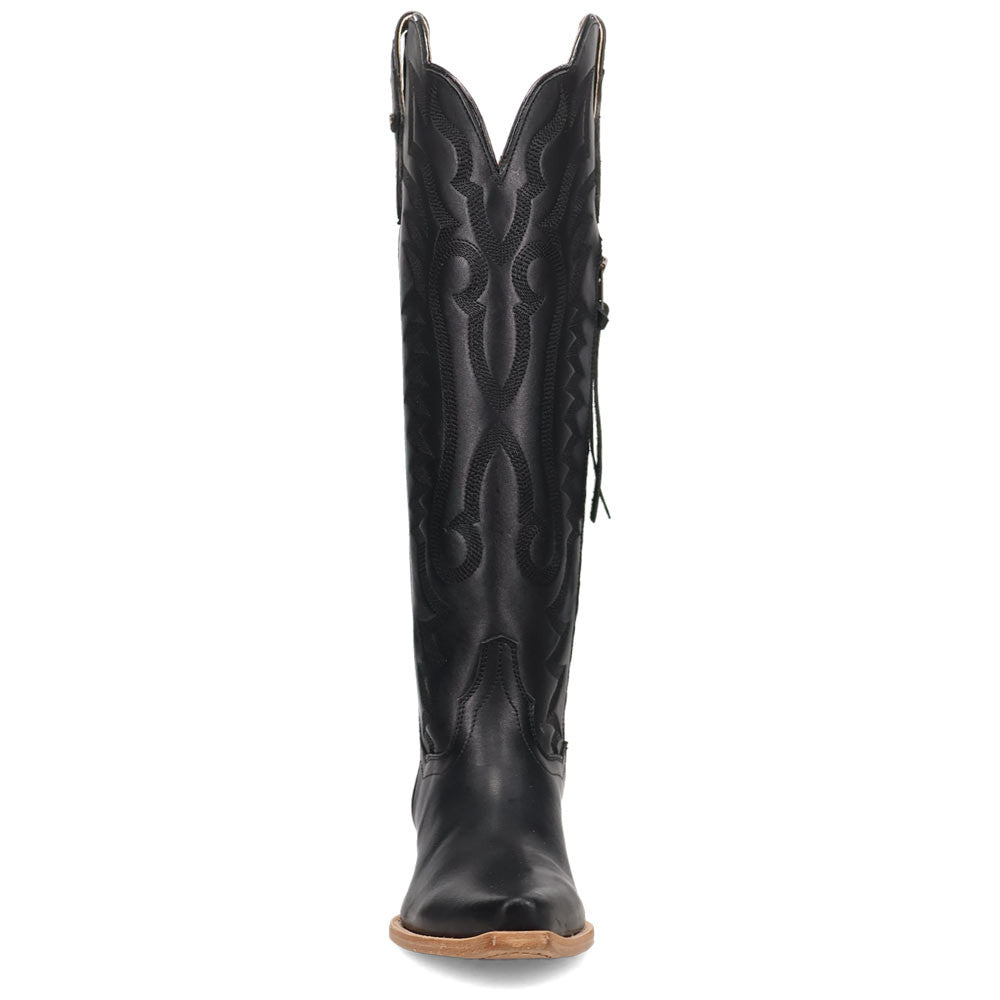 Dan Post Heartland Leather Black Zipper Snip Toe Western Cowgirl Boots
