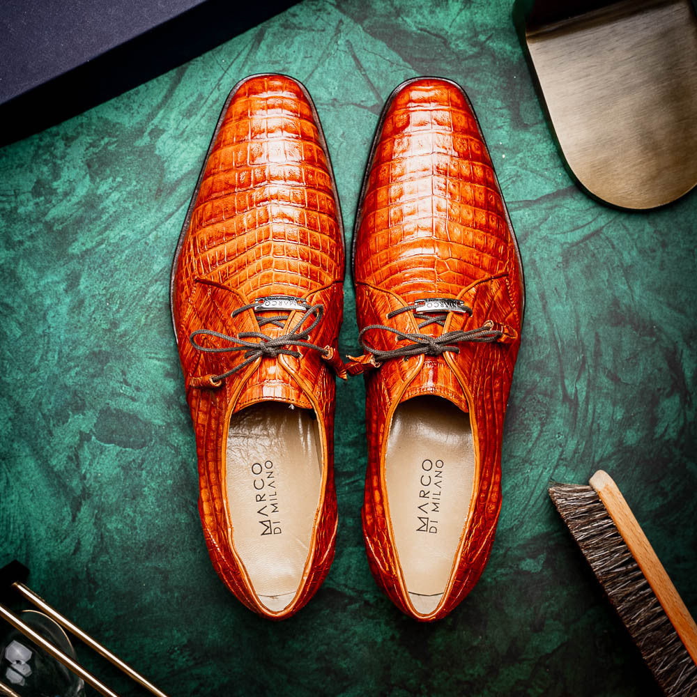 Marco Di Milano Lacio Caiman Brandy Derby Shoes
