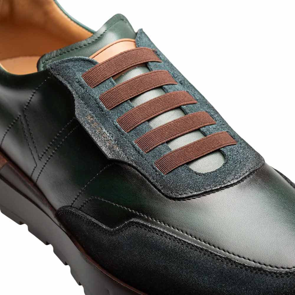 Mezlan Notting Men's Forest/Dark Forest Calfskin & Suede Dress Sneaker - Handmade in Spain