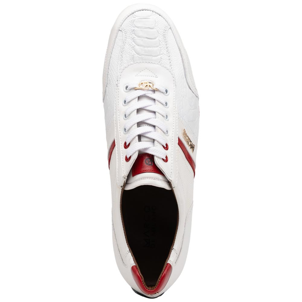 Marco Di Milano Portofino Ostrich Leg & Calf Sneaker - White