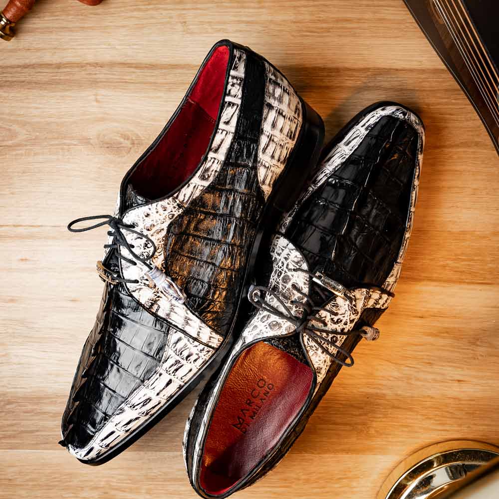 Marco Di Milano Caribe Derby Newspaper/Black Caiman Shoes