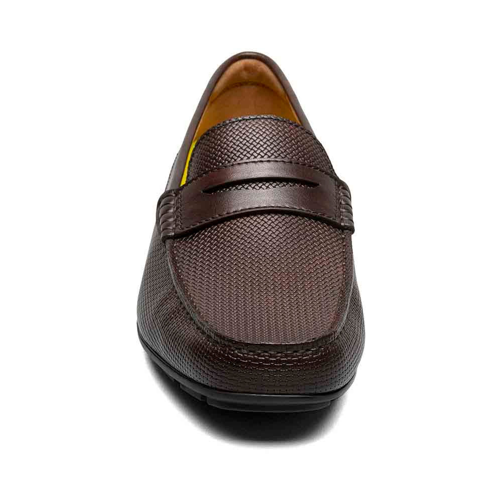 Florsheim Brown Print Leather Weaved Moc Toe Penny Driver
