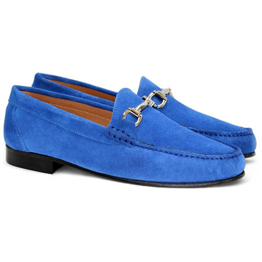 Termoli Ocean Blue Suede Leather Slip On | Duca Dress Loafers for Men
