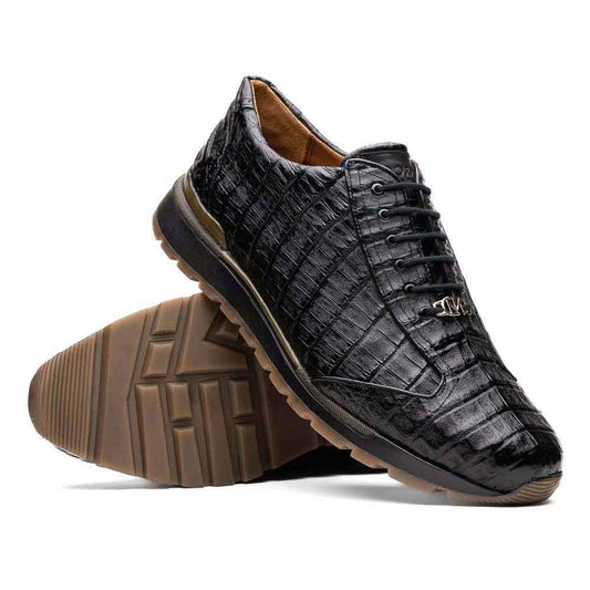 MARCO DI MILANO Alonzo Black Caiman Crocodile Sneakers