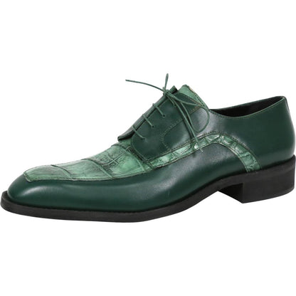Mauri Arsenal Hunter Green Men's Shoes Alligator / Calf-Skin Leather Lace-Up Derby Shoes