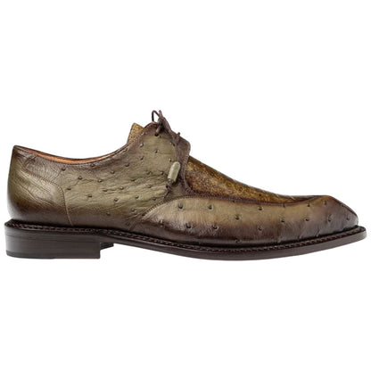 Mezlan Cerler Men's Olive Ostrich Split-Toe Derby - Handmade in Spain