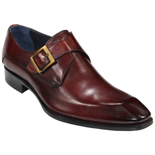 Duca Massa Men's Brown Calf-Skin Leather Monkstrap Oxfords Shoes