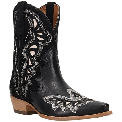 Dan Post Haven Women's Black Leather Western Bootie - 8" Shaft, Snip Toe