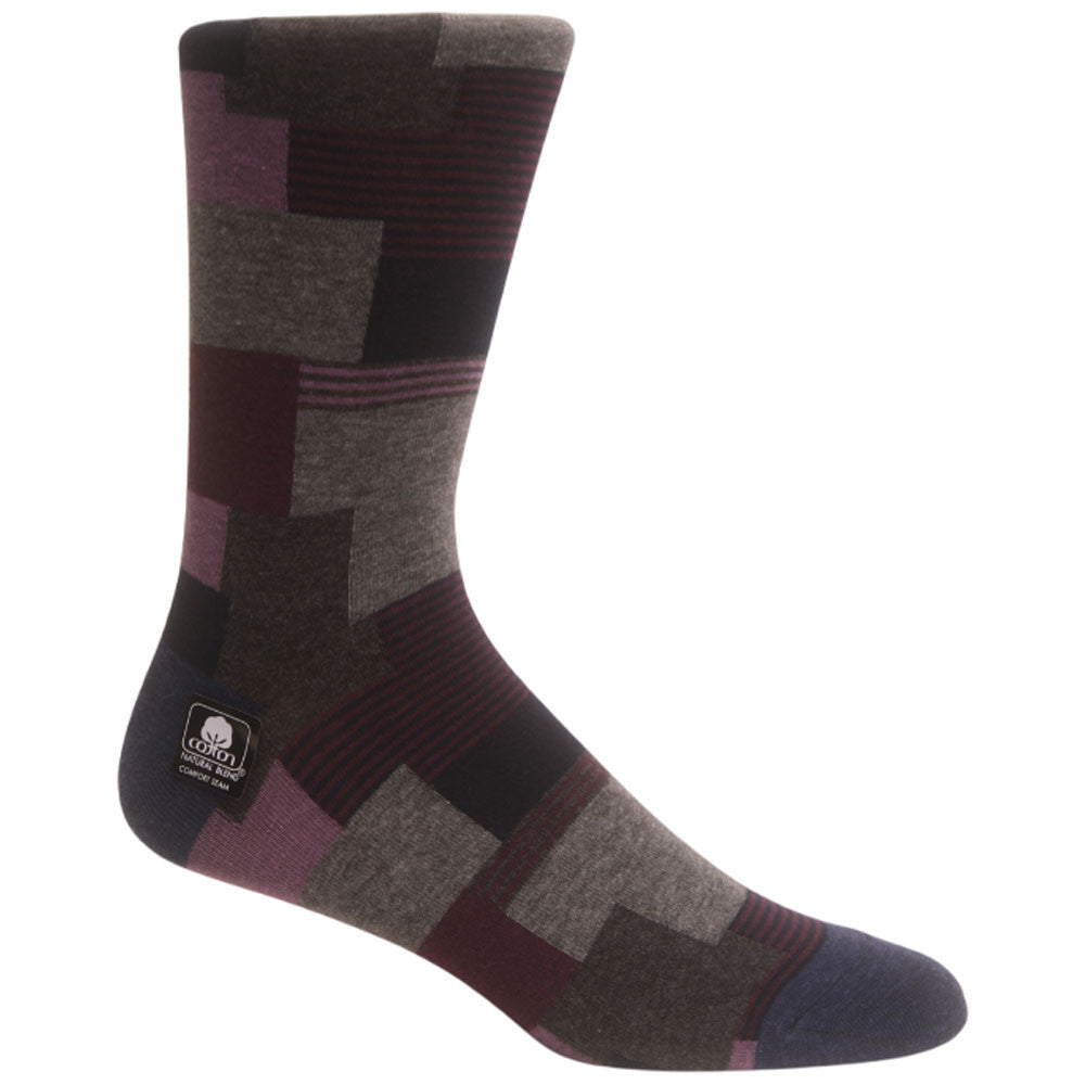 Modern Motif Plum/Blue Men’s Crew Dress Sock | Stacy Adams Premium Socks