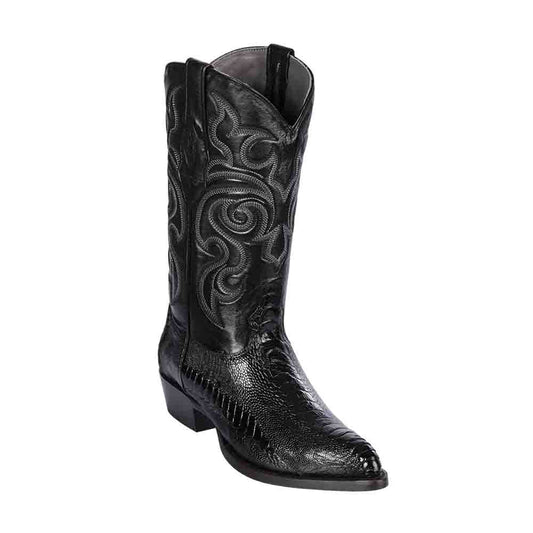 Los Altos Black J-Toe Genuine Ostrich Leg