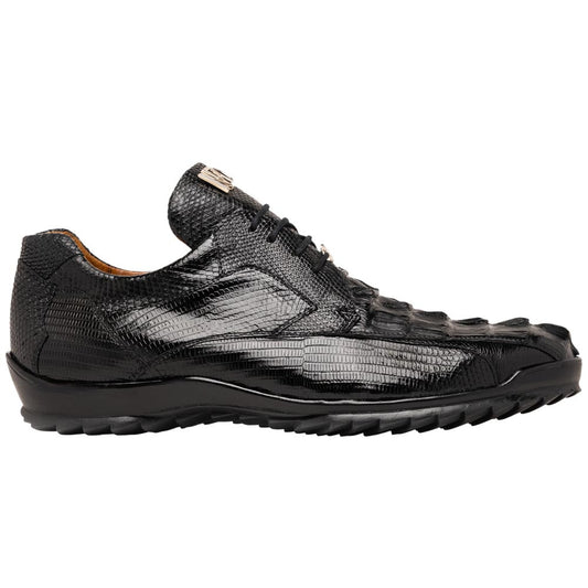 Marco Di Milano Crater Caiman & Lizard Sneaker - Black