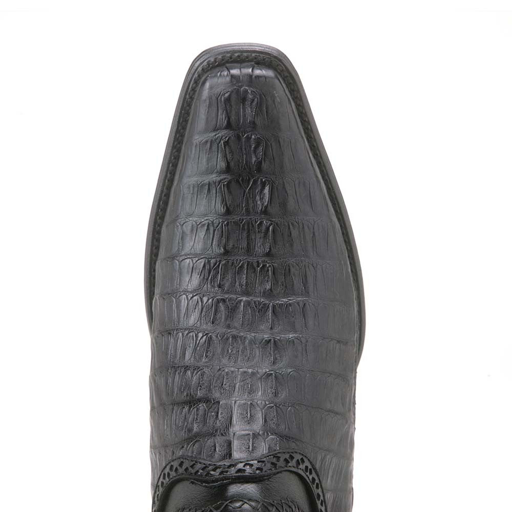 Los Altos Black Caiman Tail Low Shaft European Square Toe Men's Boot