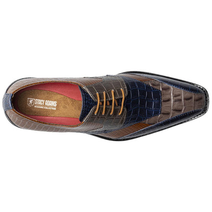 Tristano Modified Bike Toe Oxford | Stacy Adams Dress Shoes in Gray & Blue