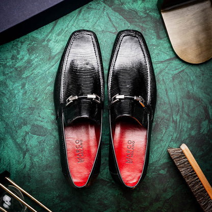 Marco Di Milano Fabro Black Lizard Loafers