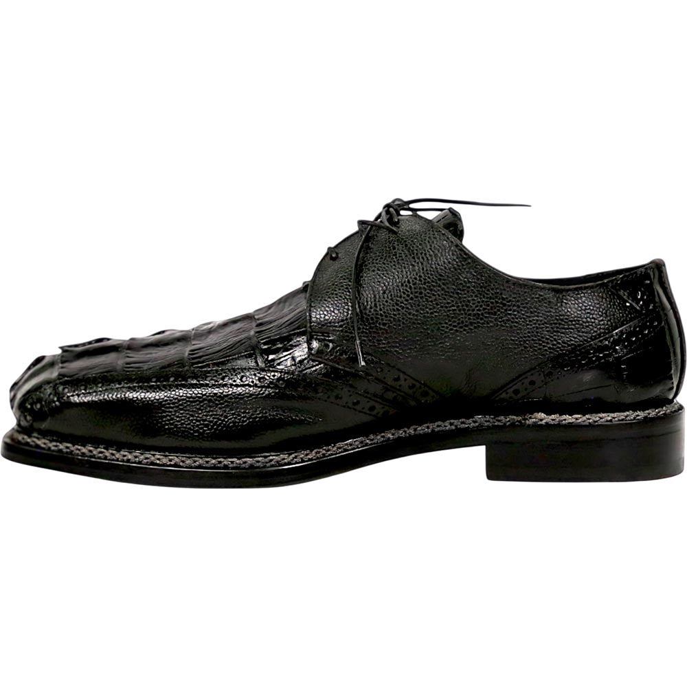 Mauri Don Men's Black Exotic Hornback Tail / Pebble Grain Leather Derby Shoes