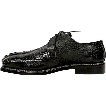 Mauri Don Men's Black Exotic Hornback Tail / Pebble Grain Leather Derby Shoes