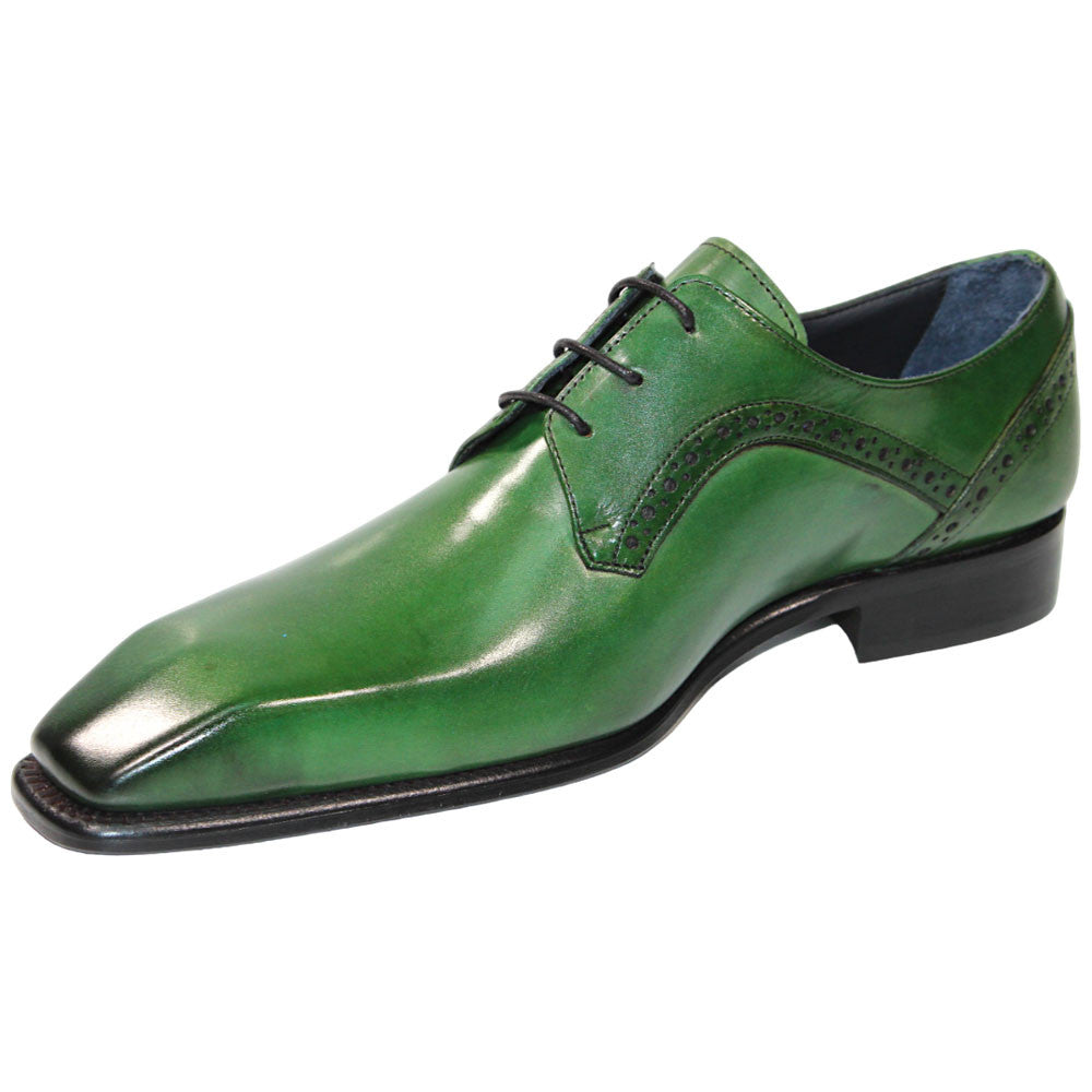 Duca Spada Men's Green Calf-Skin Leather Oxfords Shoes