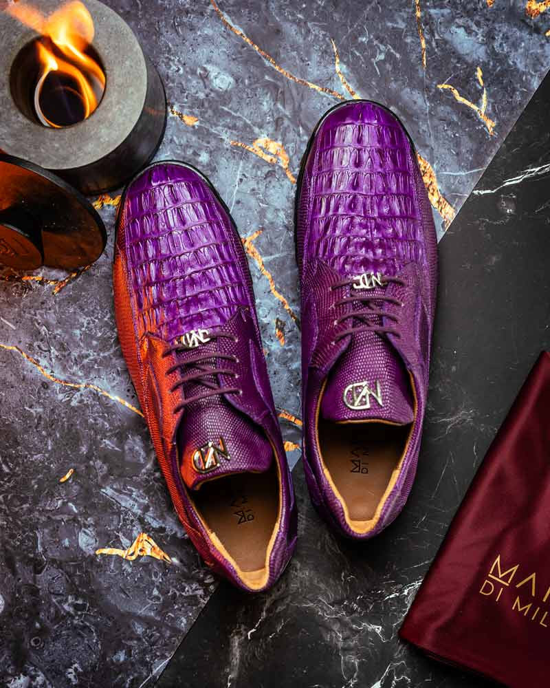 Marco Di Milano Crater Caiman & Lizard Sneaker - Purple