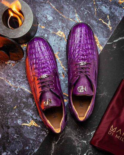 Marco Di Milano Crater Caiman & Lizard Sneaker - Purple