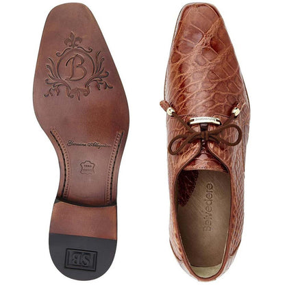 Belvedere Lago Men's Tassel Lace Cognac Alligator Shoe