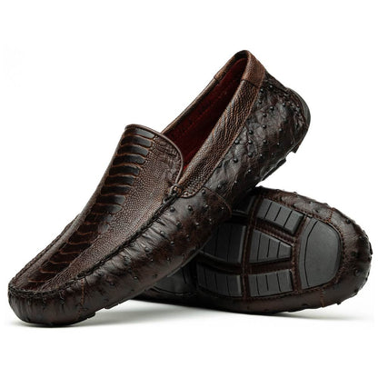 Alba Men’s Kango Tabac Genuine Ostrich Leg Driving Shoes | Marco Di Milano