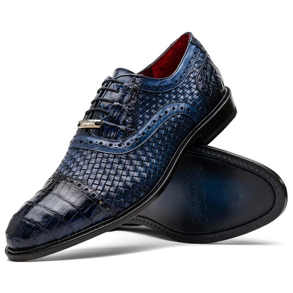 John Woven calfskin Genuine Caiman Crocodile Cap Toe Oxford | Marco Di Milano