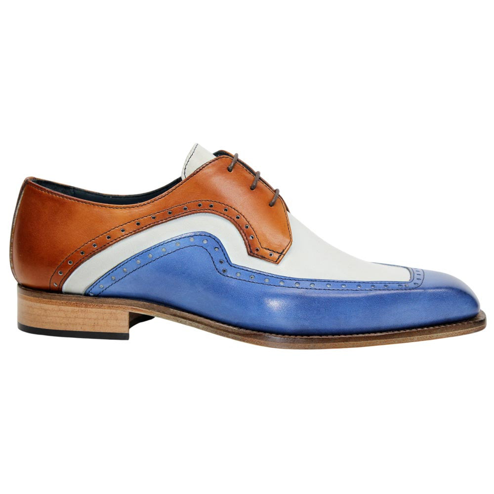 DUCA Velletri Blue Men's Combo Italian Leather Spectator Derby Shoes