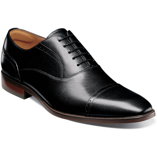 Florsheim Sorrento Black Smooth Leather Cap Toe Oxford Shoes (USA Men Size)