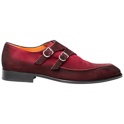 Mezlan Cascade Suede Double Monk Strap - Men's Wine Modern Double Monk