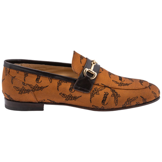 MAURI Shoes Men’s Trigator Moc Toe Loafer Copper Sport Rust Fabric & Calfskin Leather Luxury Horsebit Loafers