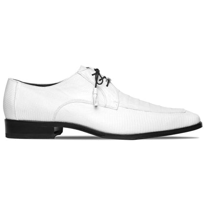 Merida Genuine Caiman and Lizard Skin White Dress Derby | Marco Di Milano